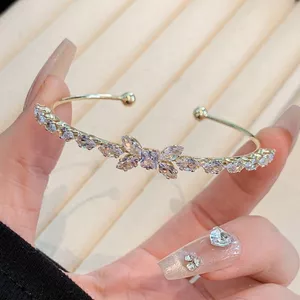 Nhấp Nháy Kim Cương Zircon Lúa Mì Tai Nơ Vòng Tay Nữ Ánh Sáng Sang Trọng Niche Cao Cấp Mở Vòng Tay Tinh Tế Sang Trọng Người Nổi Tiếng Vòng Tay 26.3.22