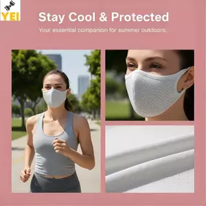< YEI > Mặt nạ lụa băng màu trơn thoáng khí có thể giặt được Bảo vệ tia cực tím cho công việc đi xe đạp ngoài trời mùa hè mới