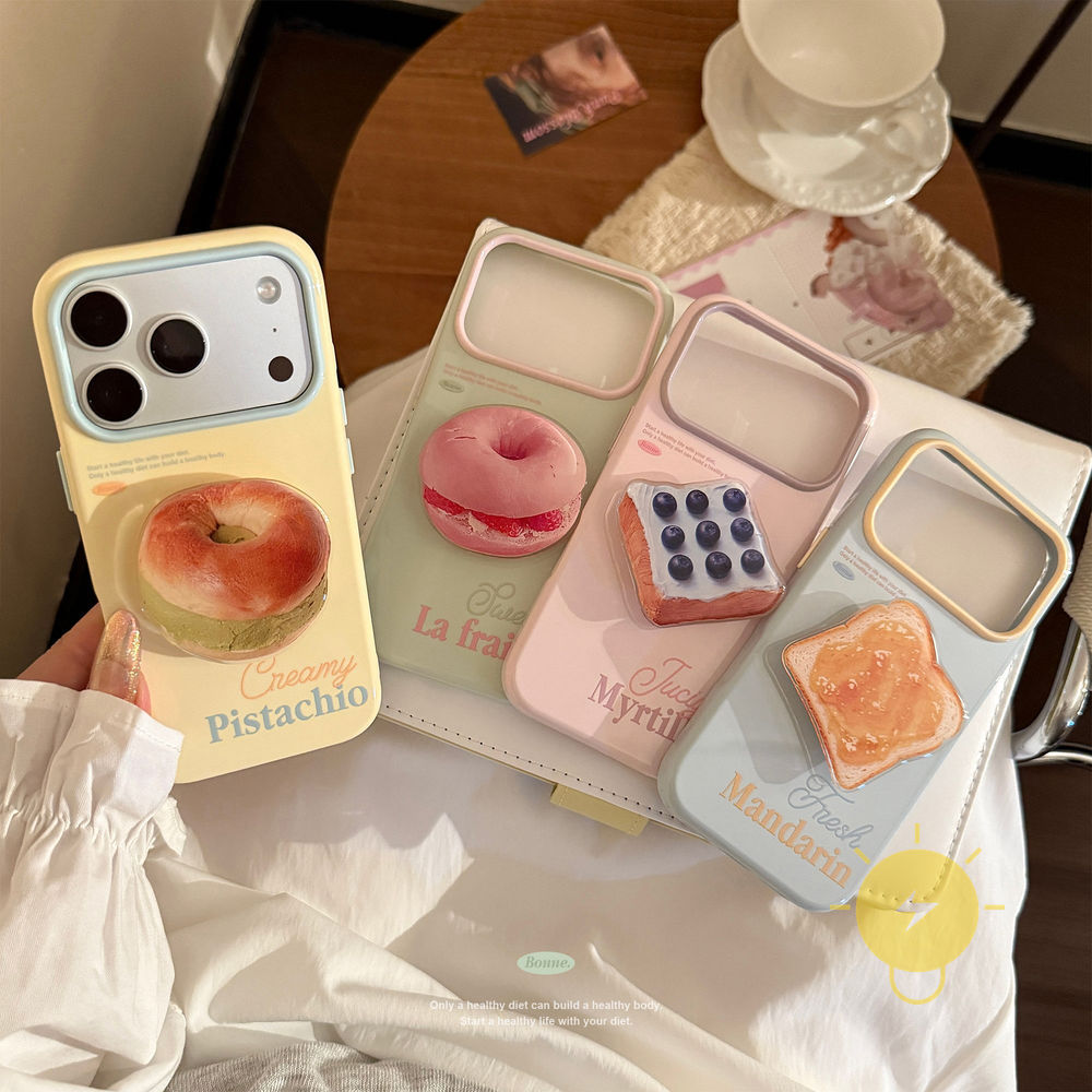 Phone Case For iPhone 17 Pro Max 16 15 14 13 with Griptok TPU Matcha Bagel with Griptok Aesthetic Korean Cute