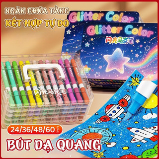 Màu acrylic marker 24/36/48 màu ngòi brush chất lượng lấp lánh cho học sinh tập vẽ tranh sáng tạo