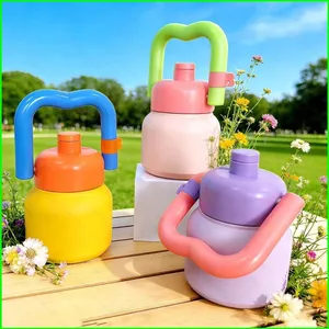 YB2 Cốc Rơm Cách Nhiệt Dopamine Bình Nước Tay Cầm Dung Tích Lớn Di Động Cho Nữ Học Sinh & Trẻ Em