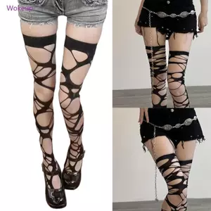 Woke Đau Khổ Fishnet Vớ Tiểu Văn Hóa Tất Đùi Cho Nữ Bé Gái Mùa Hè Rách Trên Đầu Gối Tất Quần