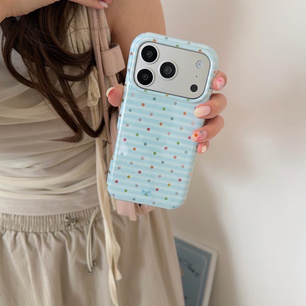 Vỏ cứng Tương thích với iPhone 13 14 14Pro 14ProMax 15 15Pro 15ProMax 16 16Pro 16ProMax 17 17Pro 17ProMax Ốp họa tiết chấm bi đầy màu sắc
