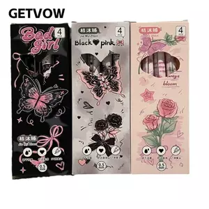 GETVOW 4 Cái / bộ Bút Gel, Bút Trung Tính Mực Đen 0.5 Mm, Nhanh Khô Bướm Hoa Hồng Series Loại Báo Chí ST Đầu Chữ Ký Bút Quà Tặng
