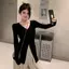 Pure Desire Kem chống nắng lụa băng phong cách Hàn Quốc Mùa hè Áo len Cardigan cổ chữ V phong cách mới dành cho nữ Hot Girl Màu đen Tính khí dài tay