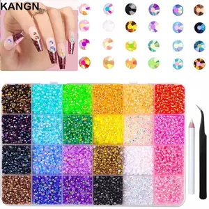 KANGN Thạch Thạch Thạch Kim Cương Giả, DIY Trang Trí Nhiều Màu Nhựa Kim Cương Giả Bộ, Hot Art Sparkling Flatback Cho Móng Tay Nghệ Thuật