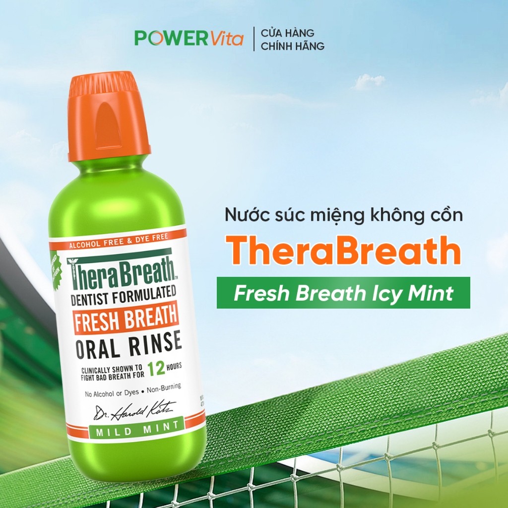 Nước Súc Miệng TheraBreath Mild mint Vị Bạc Hà Dịu Nhẹ Màu Xanh Lá Cây - 473ml