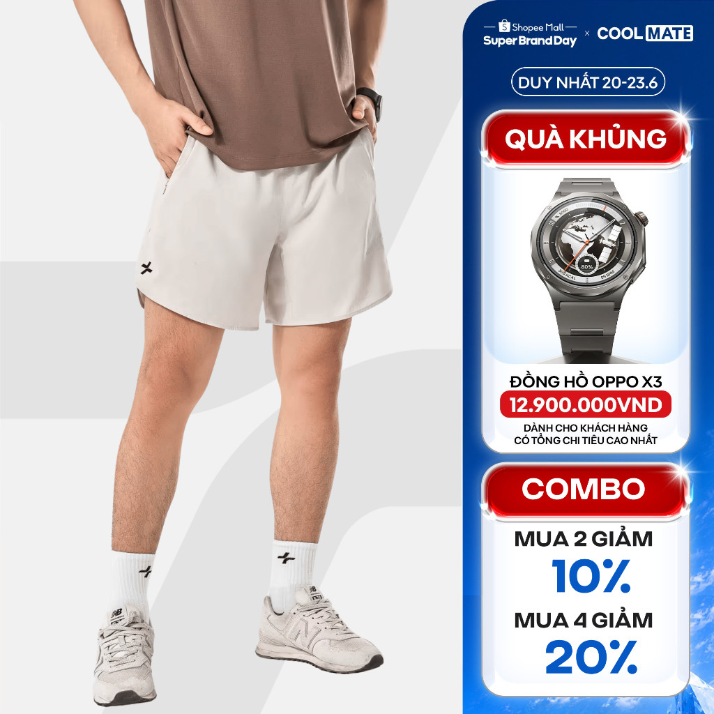 [MUA 4 GIẢM 20%]Quần short nam thể thao chạy bộ, tập Gym, Pickleball độ dài 6 inch zipped có túi kéo khoá Coolmate