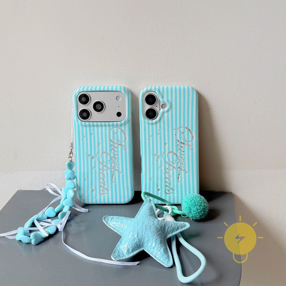 Phone Case For iPhone 17 Pro Max 16 15 14 13 TPU Stripe Aesthetic Korean Cute