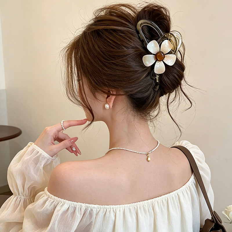 2026 Ánh Sáng Sang Trọng Retro Lớn Kẹp Nữ Nhiễm Trùng Cao Cấp Mờ Hoa Cua Móng Vuốt Tóc