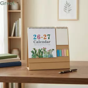 Lịch để bàn TUYỆT VỜI, Giấy dày tháng 7 2026-tháng 6 2027 Lịch kế hoạch hàng ngày, Thiết kế sáng tạo đóng sách hai lớp di động Lịch lật Lập kế hoạch hàng ngày