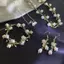 AWNGD Lily of The Valley Bộ trang sức, Vòng tay hoa lan xanh, Vòng cổ hoa trắng tua rua Phụ kiện nữ