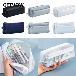 Bút chì GETVOW, Túi đựng bút chì dây kéo trong suốt bằng lưới, Túi văn phòng phẩm cầm tay Đồ dùng văn phòng trường học