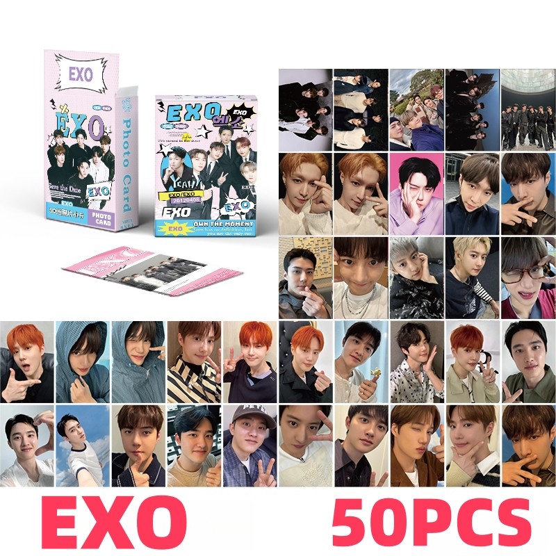 50-55 Cái / hộp EXO Lu Han Photocards LAY Zhang Yixing BAEK HYUN SEHUN Chanyeol SOLO Laser Lomo Cards D.O. Bưu thiếp ba chiều KAI CHEN XIUMIN SUHO YM