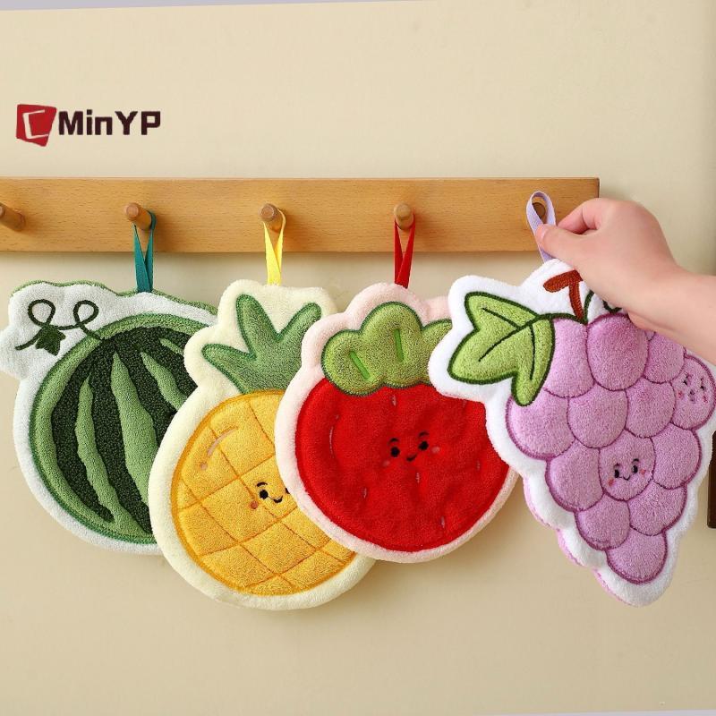 CyinYP Khăn Tay Trái Cây Nhà Bếp Thấm Hút Vải Lau Treo Qui Sấy San Hô Lông Cừu Rag Phòng Tắm Hoa Tay Vải Đồ Dùng Nhà Vinh Quang