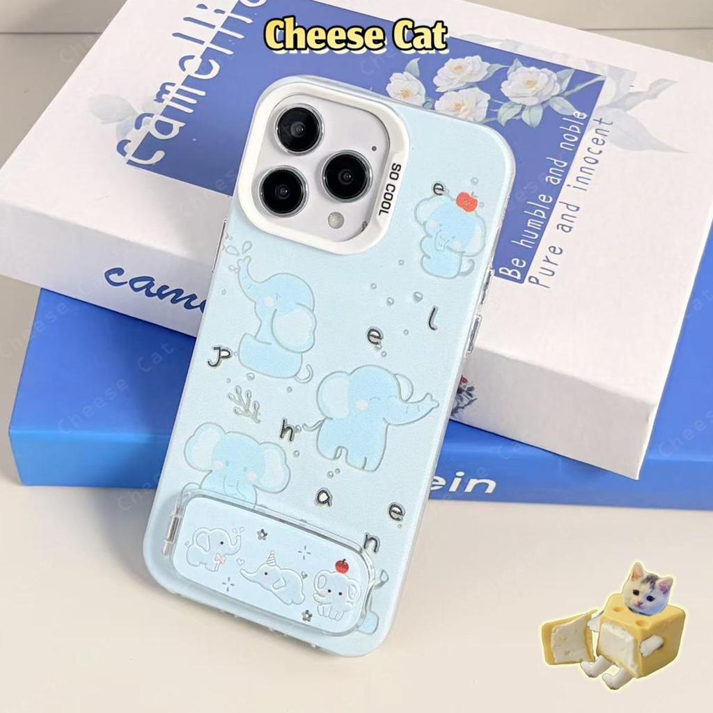 Ốp lưng điện thoại gương voi màu xanh cho iPhone 17 16 15 14 Plus 13 12 11 Pro Max XR Xs Max 7 Plus