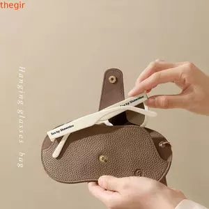 THEGIRL8B Túi Kính Da Pu, Hộp Bảo Vệ Kính Mắt Có Dây Đeo Mặt Dây Đeo Kính Túi Bảo Quản, Kẹp Kính Mát Túi Kính Mát Phong Cách Hàn Quốc Túi Kính Mắt Du Lịch
