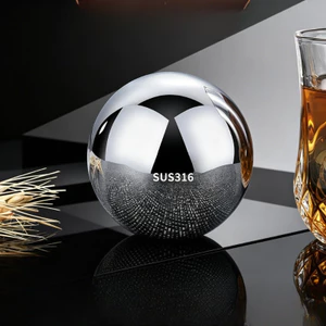 Whisky Lớn Đá Bóng Khuôn Thép Không Gỉ Kim Loại Làm Lạnh Nhanh Đá Dụng Cụ Tiện Dụng Đá Tartar Không Làm Tan Khối Đá