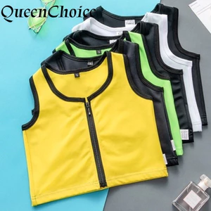 S-6XL Nữ Ngắn Chất Kết Dính Ngực Dây Kéo Corset Áo Vest Nữ Plus Size Chất Kết Dính Ngực
