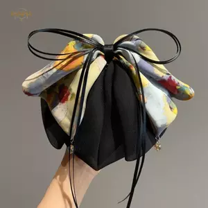 PNPIA- Thời Trang Retro In Nơ Đuôi Ngựa Kẹp Nữ Pháp Thanh Lịch Kẹp Tóc Cá Mập