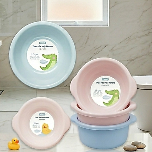Thau rửa mặt - cho trê em  cao cấp Notoro inochi 21/27/32 cm, Nhựa nguyên sinh kháng khuẩn Ag+