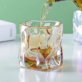 Bộ 6 Cốc Thủy Tinh xoắn Decor Màu Vàng Chịu Nhiệt Cao Cấp