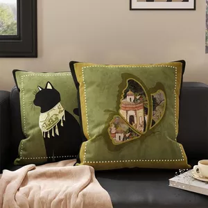 Gối Bướm Xanh Phong Cách Trung Cổ Vỏ Gối Có Lõi Phòng Khách Sofa Lưng Thắt Lưng Gối Phòng Ngủ Đầu Giường Gối Đệm26062402