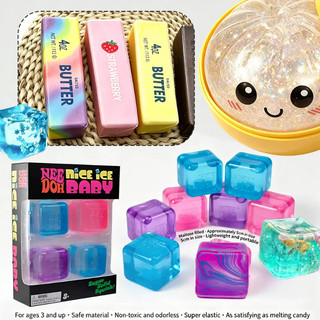 Mini Ice Cube Shape Maltose Squishy 4 Gói Di Động Bóp Fidget Cho Du Lịch Văn Phòng Giảm Căng Thẳng Trên Đường Đi