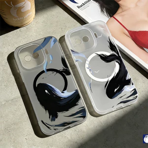 Ốp điện thoại từ tính mềm mỏng "Ink Whale" cho iQOO 15 15R 13 12 Z11X Z11 Turbo Z9 Z10 Turbo Neo 11 / 10 / 9 / Chống trầy xước / Chống vân tay / Vỏ iQOO
