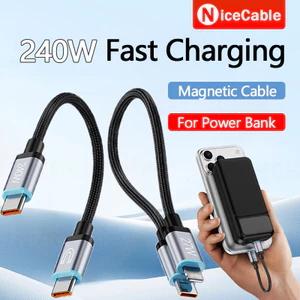 Cáp dữ liệu sạc siêu nhanh 240W Thiết kế từ tính di động Cáp ngắn dệt Loại C sang Loại C / IOS Sạc / Truyền cáp dữ liệu cho Power Bank
