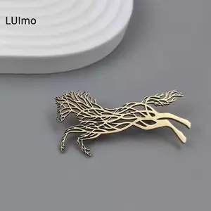 LUImo Thép Không Gỉ Kim Loại Ngựa Thổ Cẩm Động Vật Vintage Thổ Cẩm Trang Sức Nam Phù Hợp Với Quần Áo Pin Phụ Kiện SBS