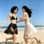 Váy xuyên thấu gạc ren bên bờ biển Kỳ nghỉ đi biển Váy che ngoài