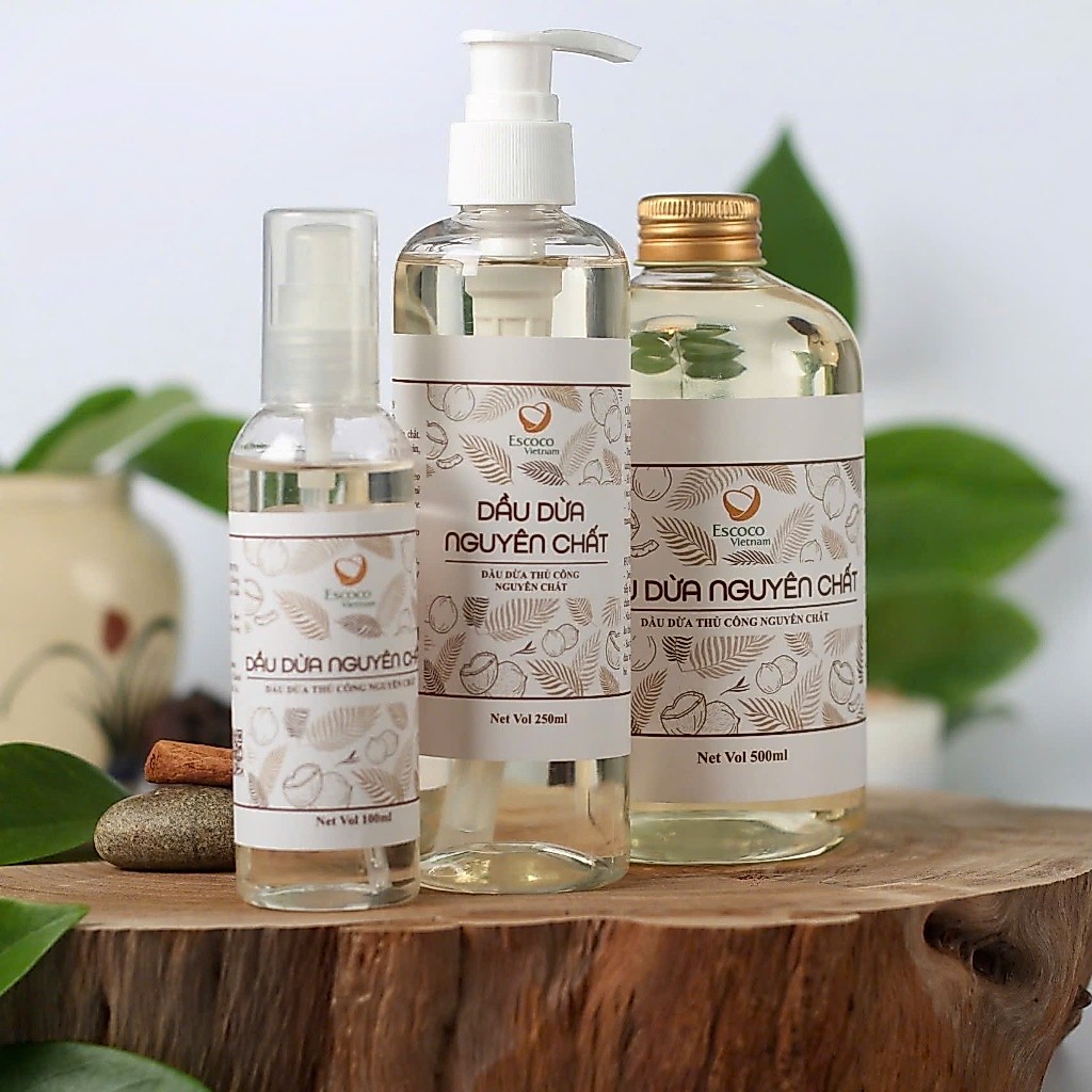 Dầu dừa nguyên chất nấu thủ công Escoco Vietnam - dưỡng tóc mềm mượt - dưỡng ẩm da, chống rạn da