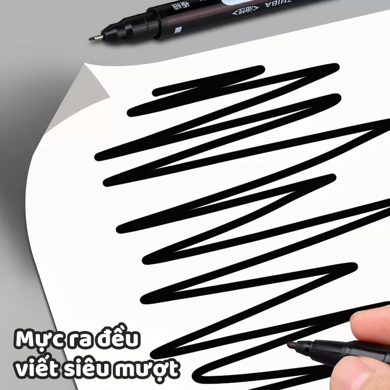 Bút Lông Dầu 2 Đầu Bút Dạ Kính Mực Đen Đỏ Vẽ Mỹ Thuật Sketch Đánh Dấu Khô Nhanh