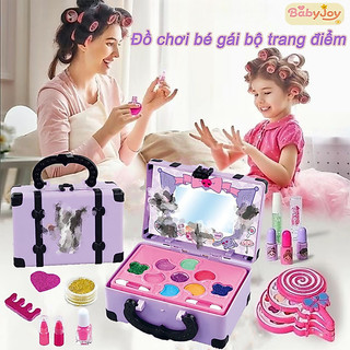 【BabyJoy】Đồ chơi bé gái bộ trang điểm cao cấp,Hộp dụng cụ trang điểm đồ chơi cho bé, mỹ phẩm cho trẻ em