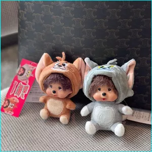 HK1 MONCHHICHI Plushie Tom và Jerry Sang Trọng Móc Khóa Mini Trang Phục Búp Bê Túi Charm Mặt Dây Chuyền Quà Tặng KH1