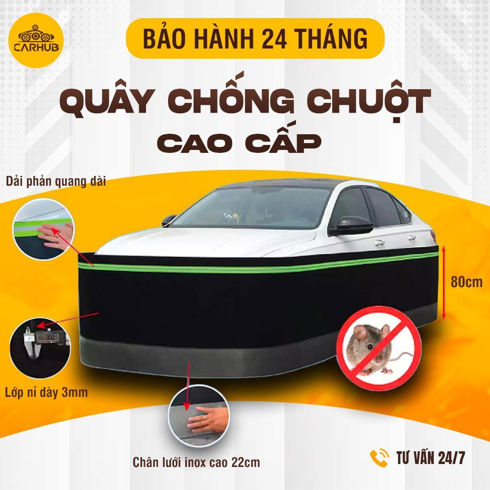 Quây Chống Chuột Ô Tô Cao Cấp Carhub Chân Inox 304 | Lưới Chống Chuột Bảo Vệ Khoang Máy Xe 4-7 Chỗ