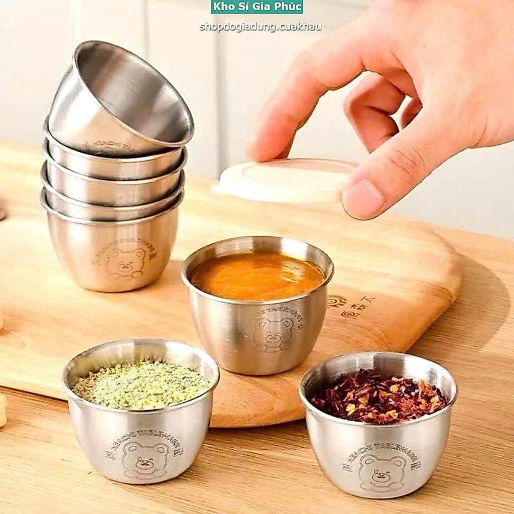 Sét 6 Hộp Đựng Nước Chấm Chống Tràn Inox 304 Không Gỉ 50ml,Chén Đựng Nước Chấm Có Nắp,Tiện Lợi,An Toàn