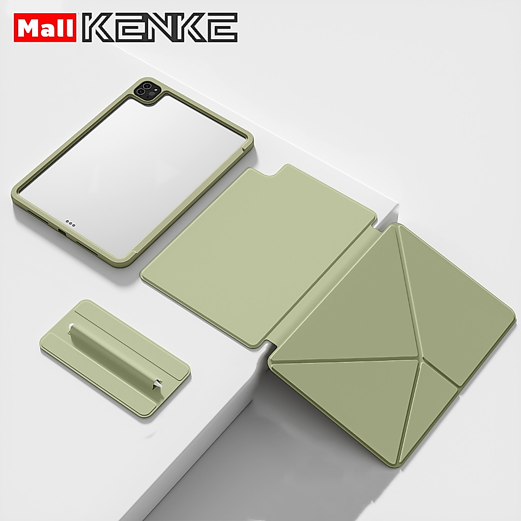 ốp lưng iPad KENKE Bao đựng máy tính bảng có nam châm có thể tháo rời，Có viền bảo vệ for ipad Air Pro 11 inch 2025 pro 13 (M4/M5) pro 12.9 ốp ipad gen 10 11 a16  mini 6 7 a17 pro Air 4 5 6 7 (M2/M3) Khóa kéo có bút chì，ốp lưng máy tính bảng case ipad