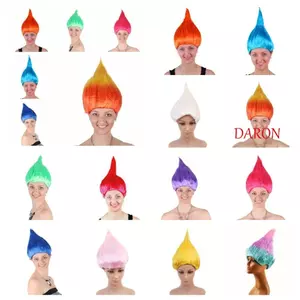 DARON Troll Tóc Giả, Tổng Hợp Lông Tơ Halloween Màu Tóc Giả, Hộp Đêm Thoáng Khí Ngộ nghĩnh Thẳng Cosplay Đảng Tóc Giả Nữ