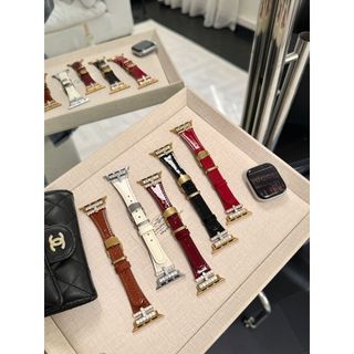 Dây đeo da thật bằng đồng kim cương Thích hợp cho đồng hồ thông minh S11 10 9 8 ULTRA 7 6 5 4 SE 3 2 1 Kích thước 38mm40mm41mm42mm44mm45mm46mm49mm