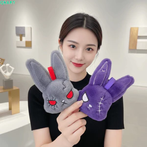 QEARY Thỏ Gothic, Nhỏ Gọn Handmade-look Halloween Plushie, Búp Bê Quirky Màu Trơn Bền Nhẹ Stitch Bunny Goth Lovers