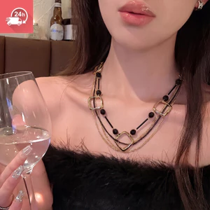 Dây chuyền nhiều lớp cổ điển châu Âu và Mỹ xếp chồng vòng cổ dài thời trang cá tính dành cho nữ