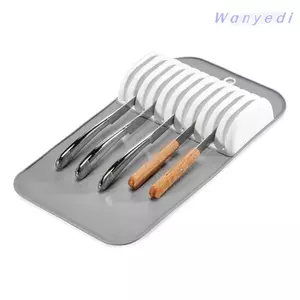 Giá đỡ dụng cụ cắt WANYEDI, Thảm dụng cụ cắt chống trượt mềm, 11 khe lớn Tiết kiệm không gian Ngăn kéo nhà bếp Lưu trữ Đồ dùng nhà bếp