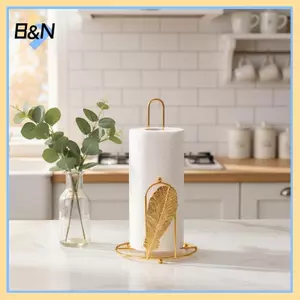 B & N Retro Cây Sắt Khăn Giấy Vàng Đứng Cuộn Giấy Giá Đỡ Khăn Một Tay Xé Trang Trí Khăn Giấy Đứng Nhà Bếp.
