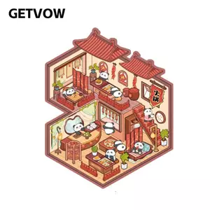 GETVOW Phố Tàu Miếng Dán, Túi Cabin Cảnh Xếp Chồng Dán Cảnh Quan Dán, Lễ Hội Quà Tặng Sinh Nhật Hoạt Hình DIY Có Thể Chơi Miếng Dán Quà Tặng Năm