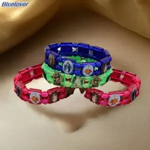 Bluelover Vintage Và Mary PVC Mân Côi Hạt Vòng Tay Với Dây Đàn Hồi Hình Ảnh Tôn Giáo Stiers Để Mặc Hàng Ngày Đảng Mới