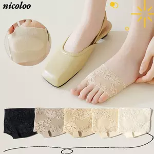 NICOLOO Nửa Lòng Bàn Tay, Ren Hoa Thiết Kế Miếng Lót Chân Trước Silicon Chống Trơn Trượt, Đế Cotton Thoáng Khí Nhẹ Nửa Lòng Bàn Tay Hình Tất Vô Hình Dành Cho Nữ