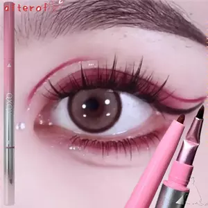 Bút kẻ mắt hai đầu AFTEROF, Bút kẻ mắt dạng gel mịn chống thấm nước, màu đỏ Punk với bàn chải góc Bút kẻ mắt lâu trôi Gel trang điểm mắt