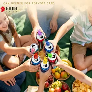 1 / 6 Dụng cụ mở hộp đựng đồ uống màu có nắp bảo vệ Tab nhựa Dụng cụ mở hộp có thể tái sử dụng Dụng cụ mở hộp dễ dàng Dụng cụ nhà bếp VN